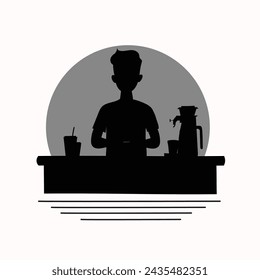 barista man illustration vector silhouette minimalistic isolated 