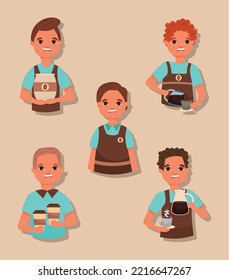 barista men icon set design