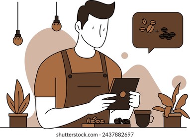 Barista is mixing coffee beans