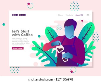 barista Pouring Coffee Illustration for landing page