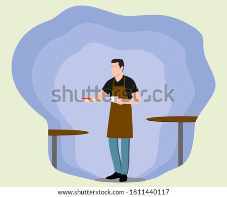 A barista or restaurant waiters serving the drinks
