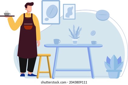 
Barista Serve Coffee Vector Illustration