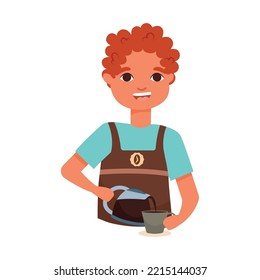 barista serving coffee on white background