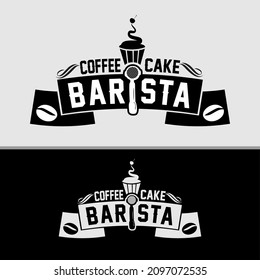 Barista set of coffee label. Different logo, badge, emblem collection on white background. Vector black and white illustrations. 