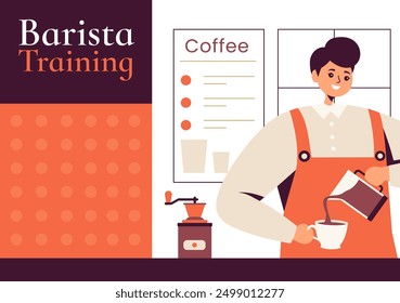 Barista Social Media Background Flat Cartoon Hand Drawn Templates Illustration