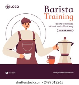 Barista Social Media Illustration Flat Cartoon Hand Drawn Templates Background