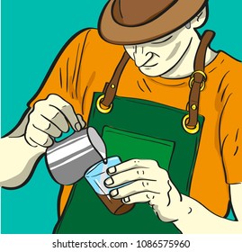 Barista vector illustration