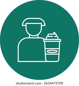 Design de Ícone de Círculo de Linha Vetor Barista