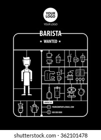 Barista wanted Recruitment Advertising plastic model kit vector