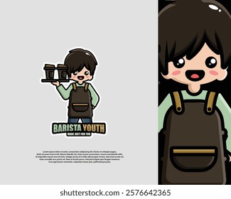 Barista Youth Logo Cartoon vector illustration