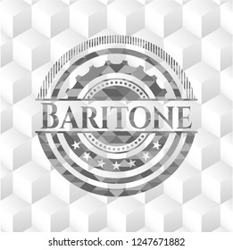 Baritone grey emblem. Vintage with geometric cube white background