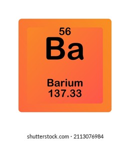 Barium Ba Chemical Element vector illustration diagram, with atomic number and mass. Simple flat dark gradient design for education, lab, science class.