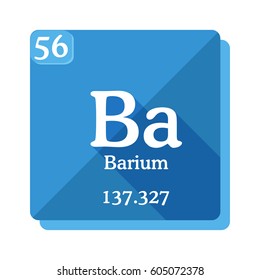 Barium (Ba) - element of the periodic table. Vector illustration in flat style with modern long shadow.