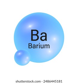 Barium element icon. Blue gradient spheres. Vector chemistry symbol. Shiny reflective design.