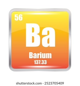 Barium icon. Ba chemical element. Atomic number 56. Mass 137.33. Vector illustration.