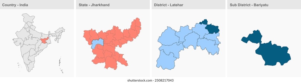 Bariyatu map, Latehar District, Jharkhand state, Republic of India, Government of Jharkhand, Indian territory, Eastern India, politics, village, tourism