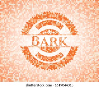 Bark abstract emblem, orange mosaic background