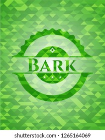 Bark green emblem. Mosaic background