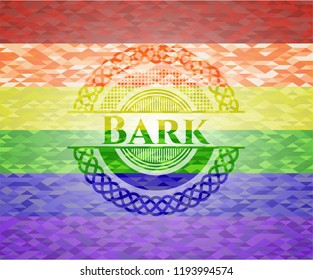 Bark on mosaic background with the colors of the LGBT flag