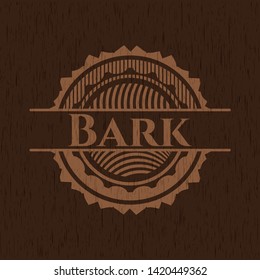 Bark retro wooden emblem. Vector Illustration.