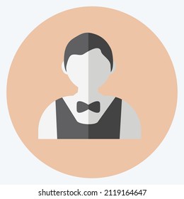 Barkeeper Icon in trendy flat style isolated on soft blue background