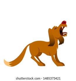 Barking Angry Dog. Vectoral Illustration. White Background Isolated.