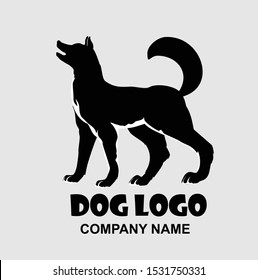 Barking Dog Black Logo Design Vector Icon