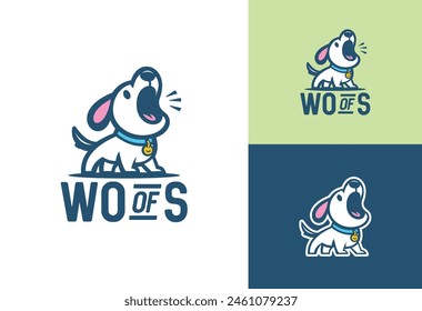 Barking Dog Cartoon Logo Design Vektorillustration