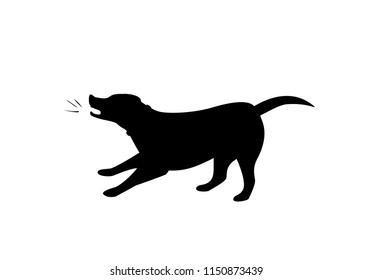 Barking Dog Silhouette In Black Color Vector Graphic