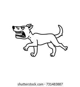 barking dog vector illustration sketch hand drawn with black lines, isolated on white background