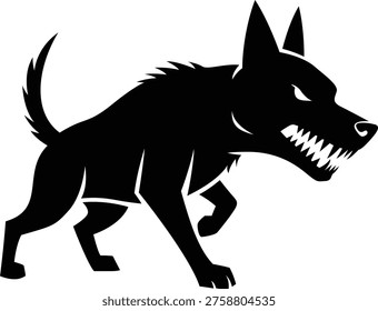 Barking Guard Dog Silhouette Aggressive German Shepherd or Malinois Vector Icon