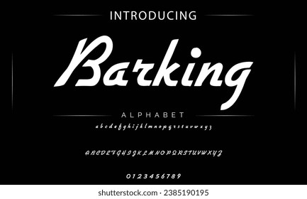 Tipo de letra decorativa de Barking Vintage. Diseño de letras en estilo retro con etiqueta. Perfecto para etiquetas alcohólicas, logotipos, tiendas y muchas otras.