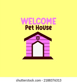 Barkitecture cartoon Dog House, Wood bird, pet house Vector Icon logo symbol sign Illustration. Dog House Flat Icon. isolated, simple and minimalistic vector