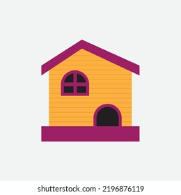Barkitecture cartoon Dog House, Wood bird, pet house Illustration. Dog House Flat Icon. isolated, simple style