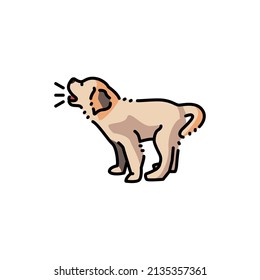 Barks golden retriever puppy color line icon. Pictogram for web page, mobile app, promo.