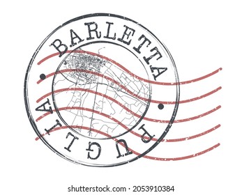 Barletta, Province of Barletta-Andria-Trani, Italy Stamp Map Postal. Silhouette Seal Roads and Streets. Passport Round Design. Vector Icon. Design Retro Travel National Symbol.