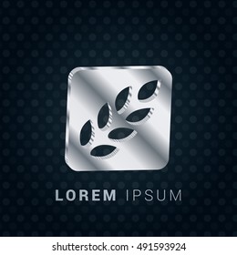 Barley 3D silver/platinum metallic chromium precious Icon / Logo Design