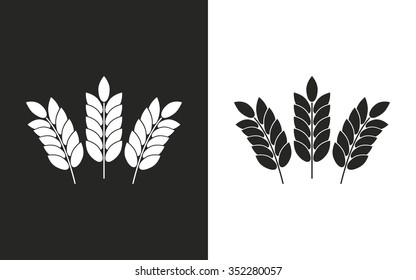 Barley  -  black and white icons. Vector illustration