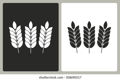 Barley  -  black and white icons. Vector illustration.