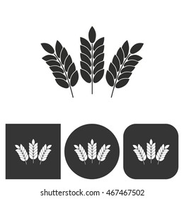 Barley - black and white icons. Vector illustration.