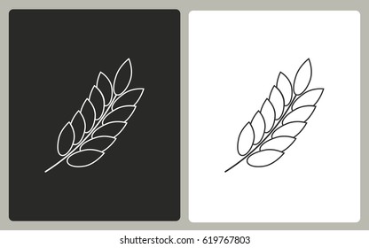 Barley - black and white icons. Vector illustration.