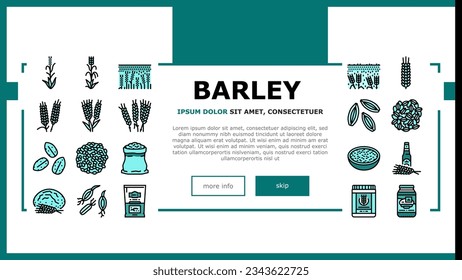 barley cereal grain harvest landing web page vector. agriculture food, wheat crop, seed bread, organic plant, rye farm, healthy, nature barley cereal grain harvest Illustration