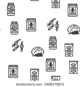 barley cereal grain harvest vector seamless pattern thin line illustration
