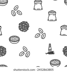 barley cereal grain harvest vector seamless pattern thin line illustration