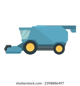 Barley combine harvester icon cartoon vector. Heavy machine. Transport village