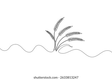 Barley continuous one line drawing outline line art illustration