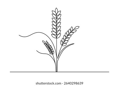 Barley continuous one line drawing outline line art illustration