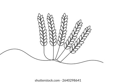 Barley continuous one line drawing outline line art illustration