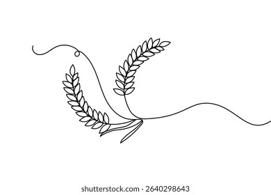 Barley continuous one line drawing outline line art illustration