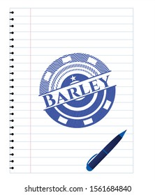 Barley drawn with pen strokes. Blue ink. Vector Illustration. Detailed.